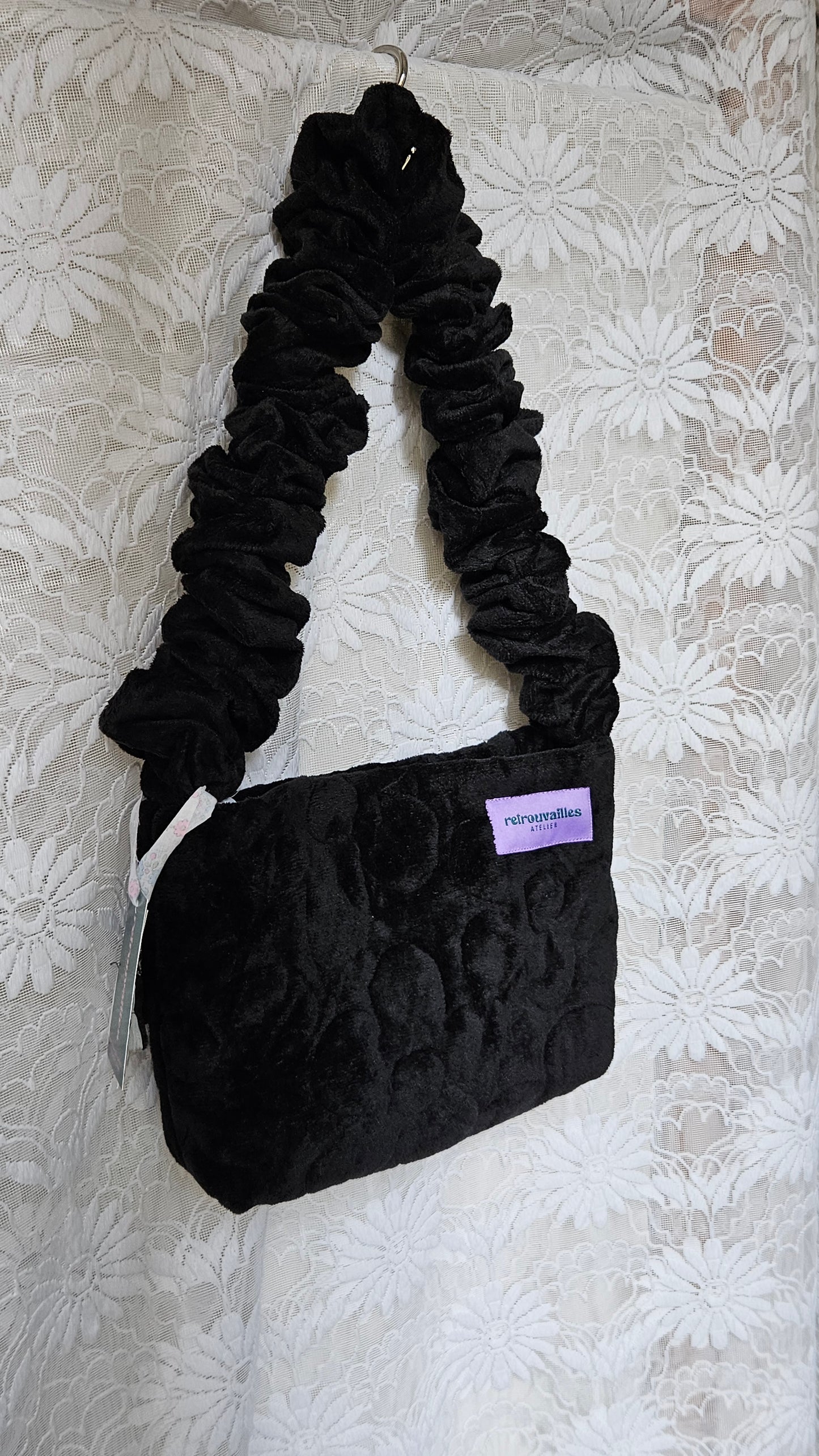 Sac 1 anse fourrure matelassée fleurs