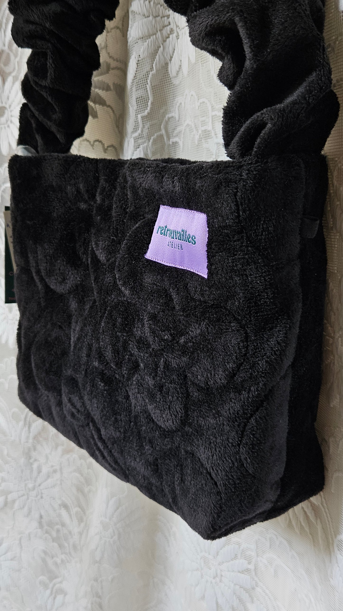 Sac 1 anse fourrure matelassée fleurs