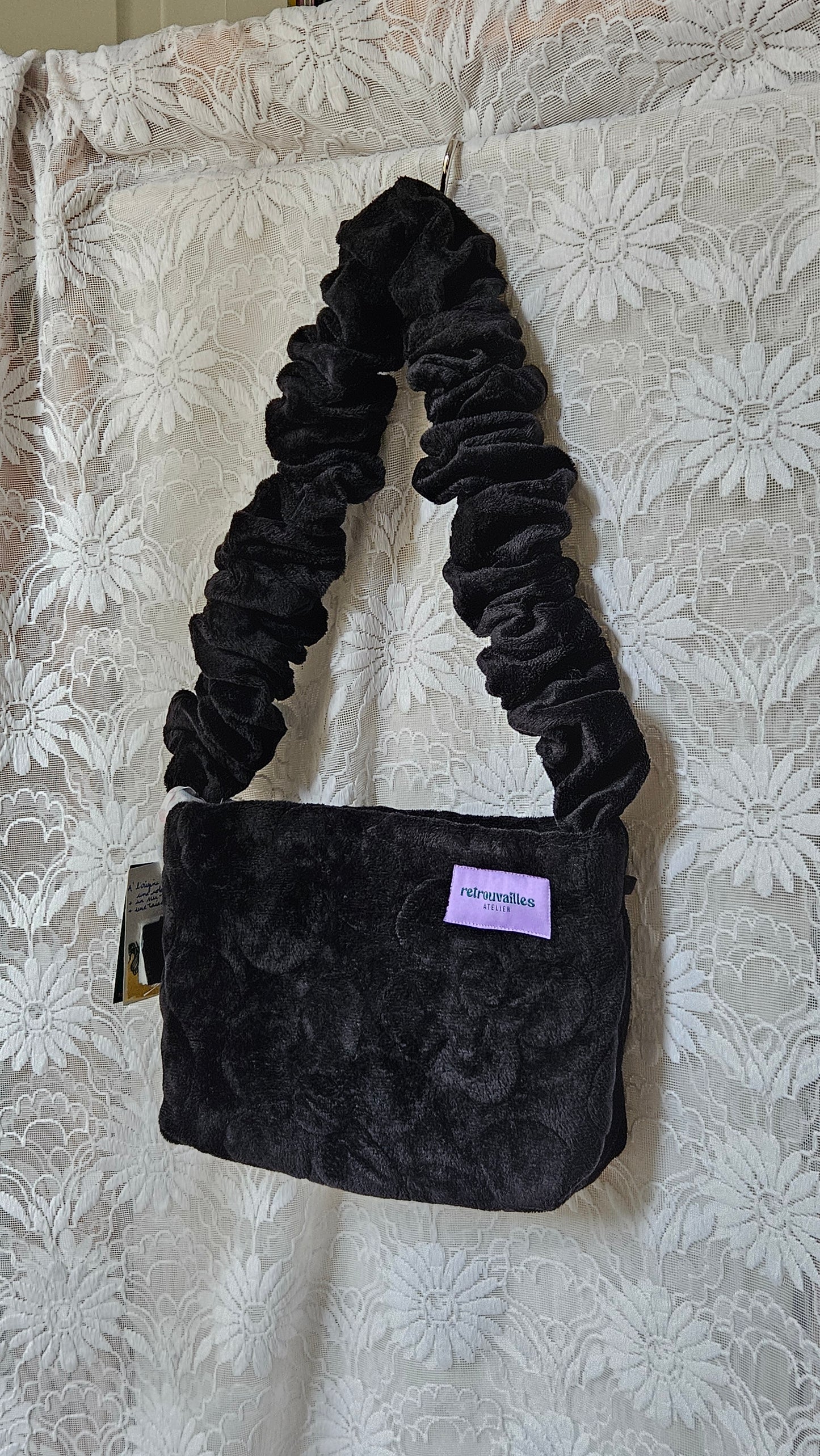 Sac 1 anse fourrure matelassée fleurs