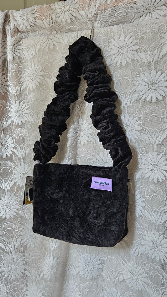 Sac 1 anse fourrure matelassée fleurs