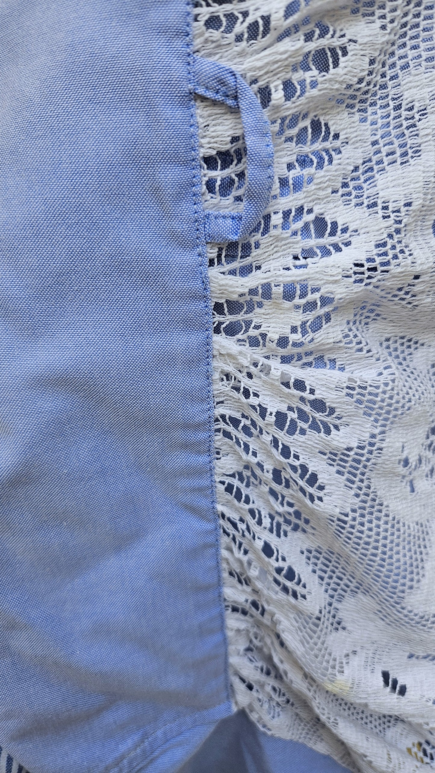 Blouse bleue dentelle