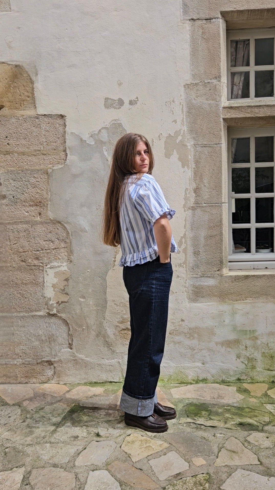 Blouse rayée plissée