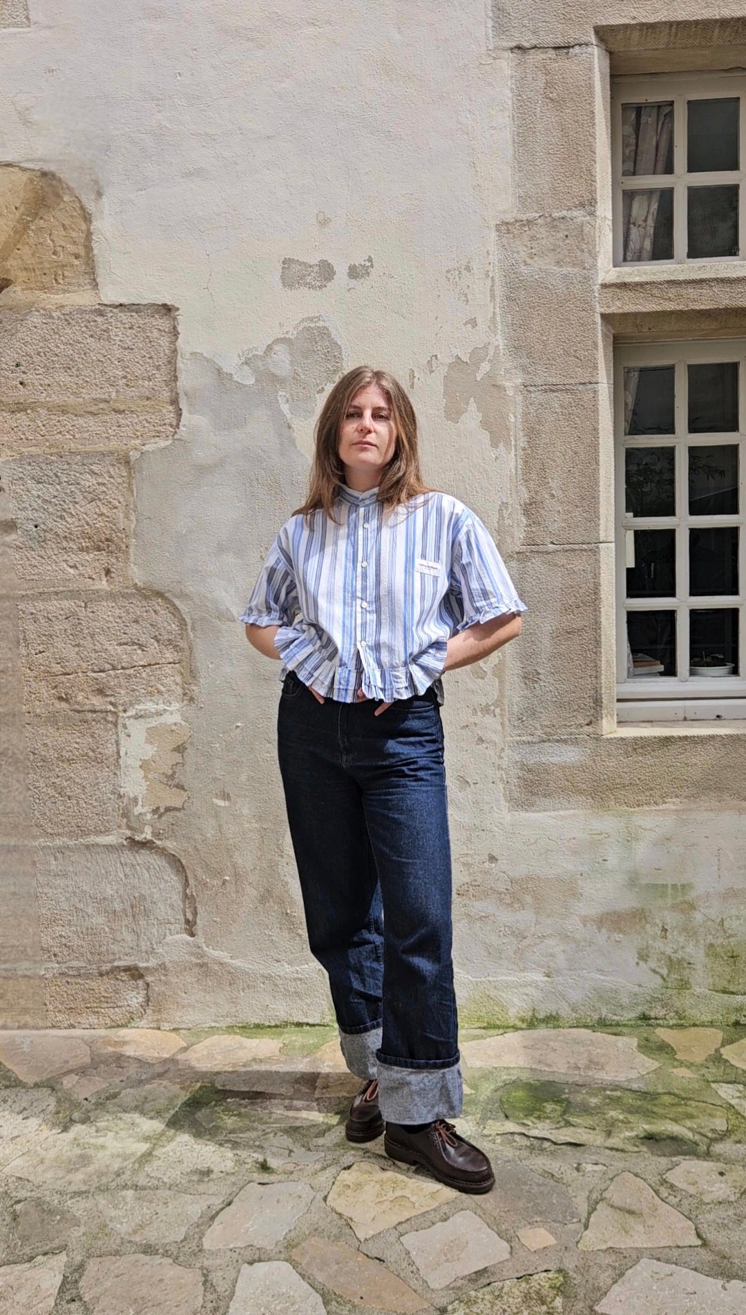 Blouse rayée plissée
