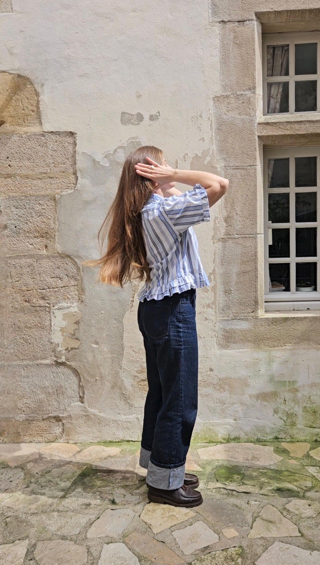 Blouse rayée plissée