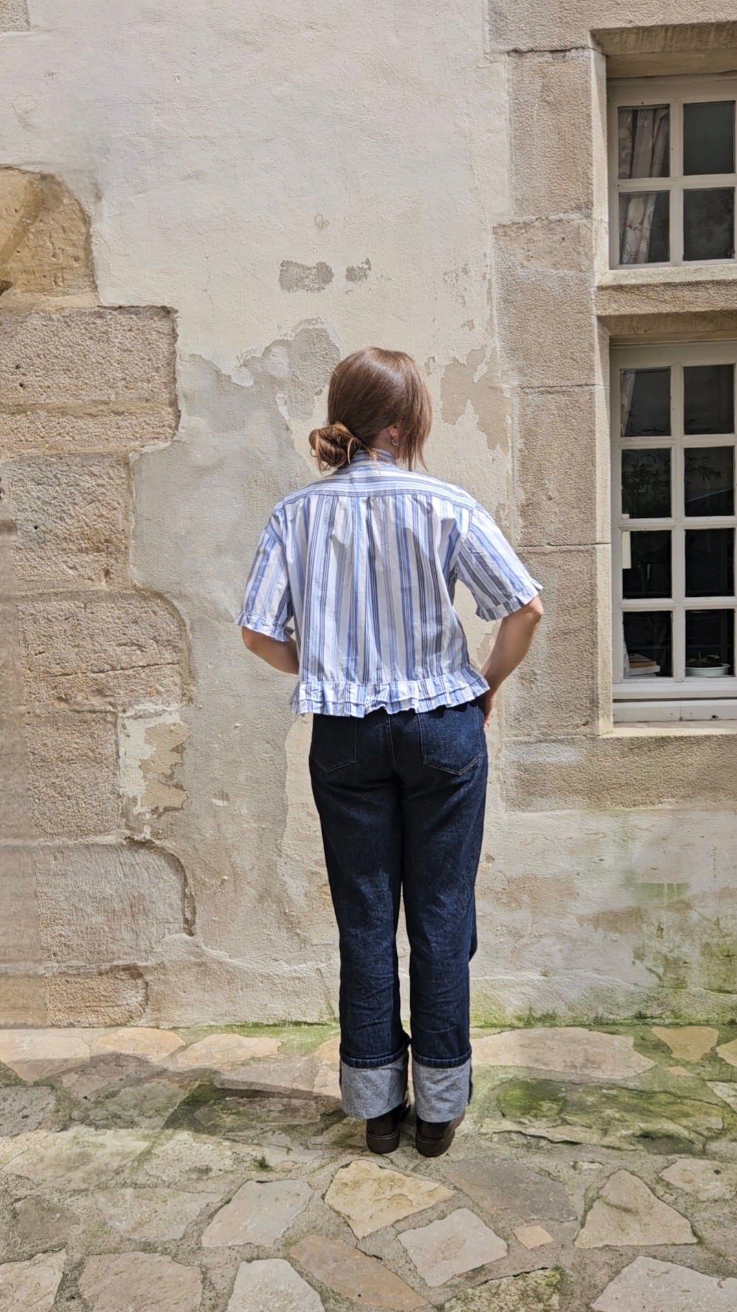 Blouse rayée plissée