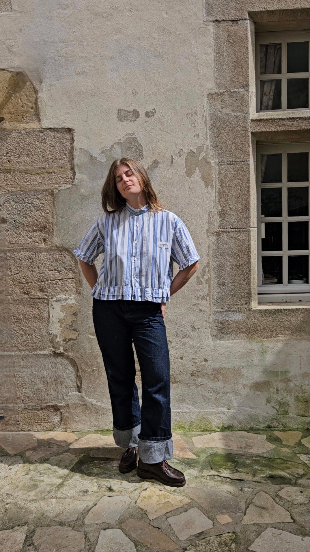Blouse rayée plissée