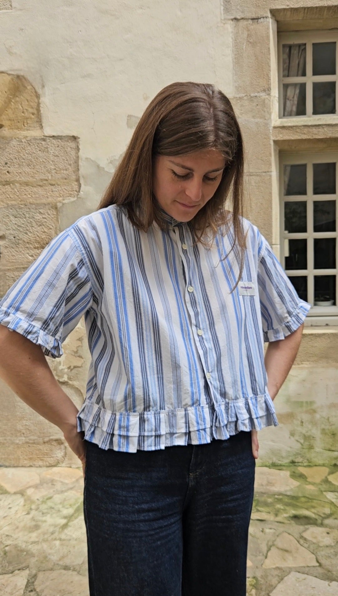 Blouse rayée plissée