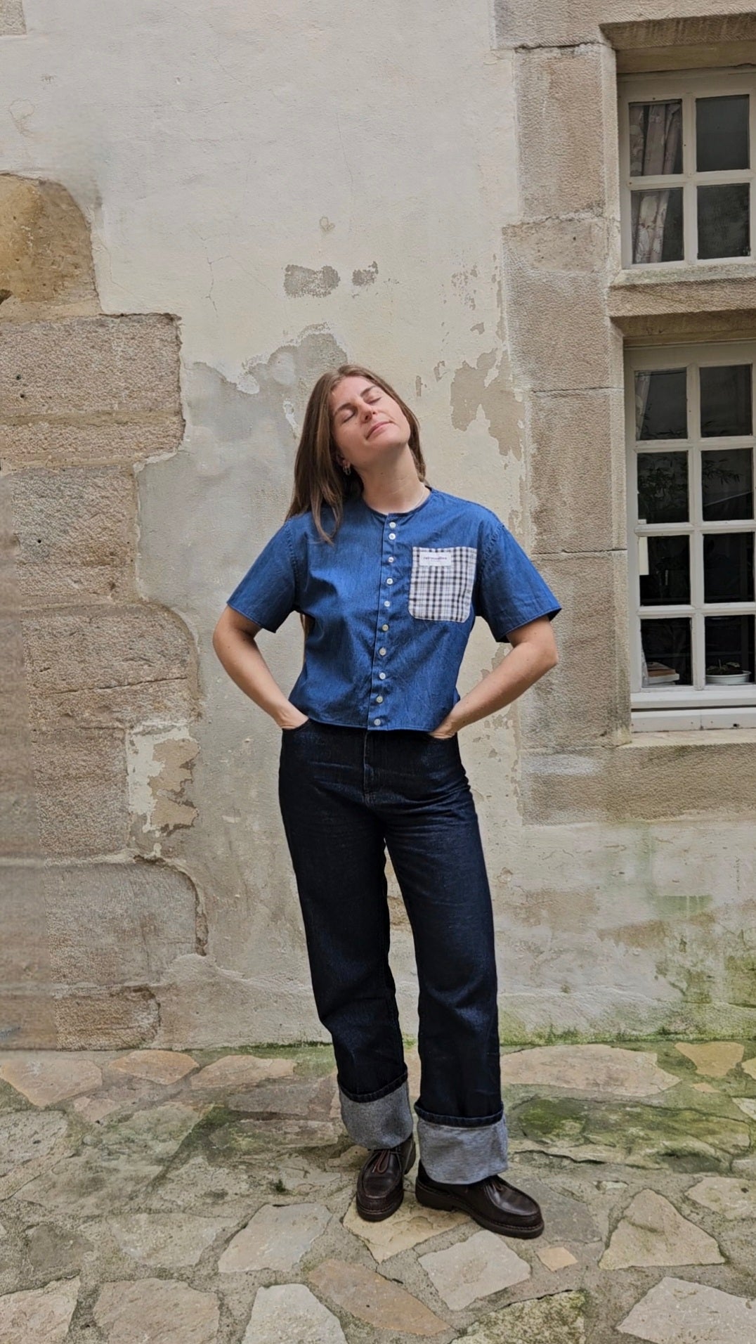 Blouse denim à nouer