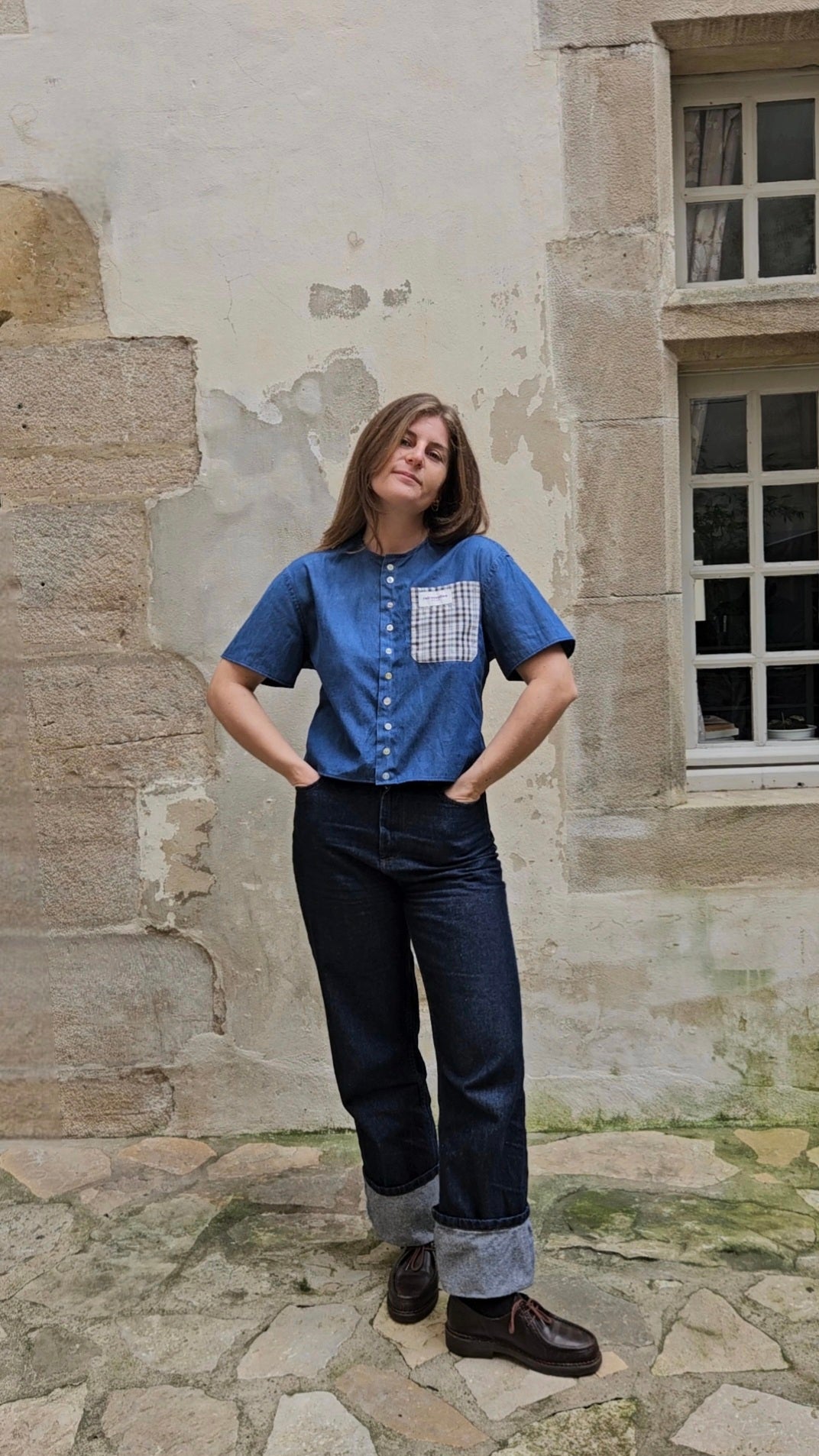 Blouse denim à nouer