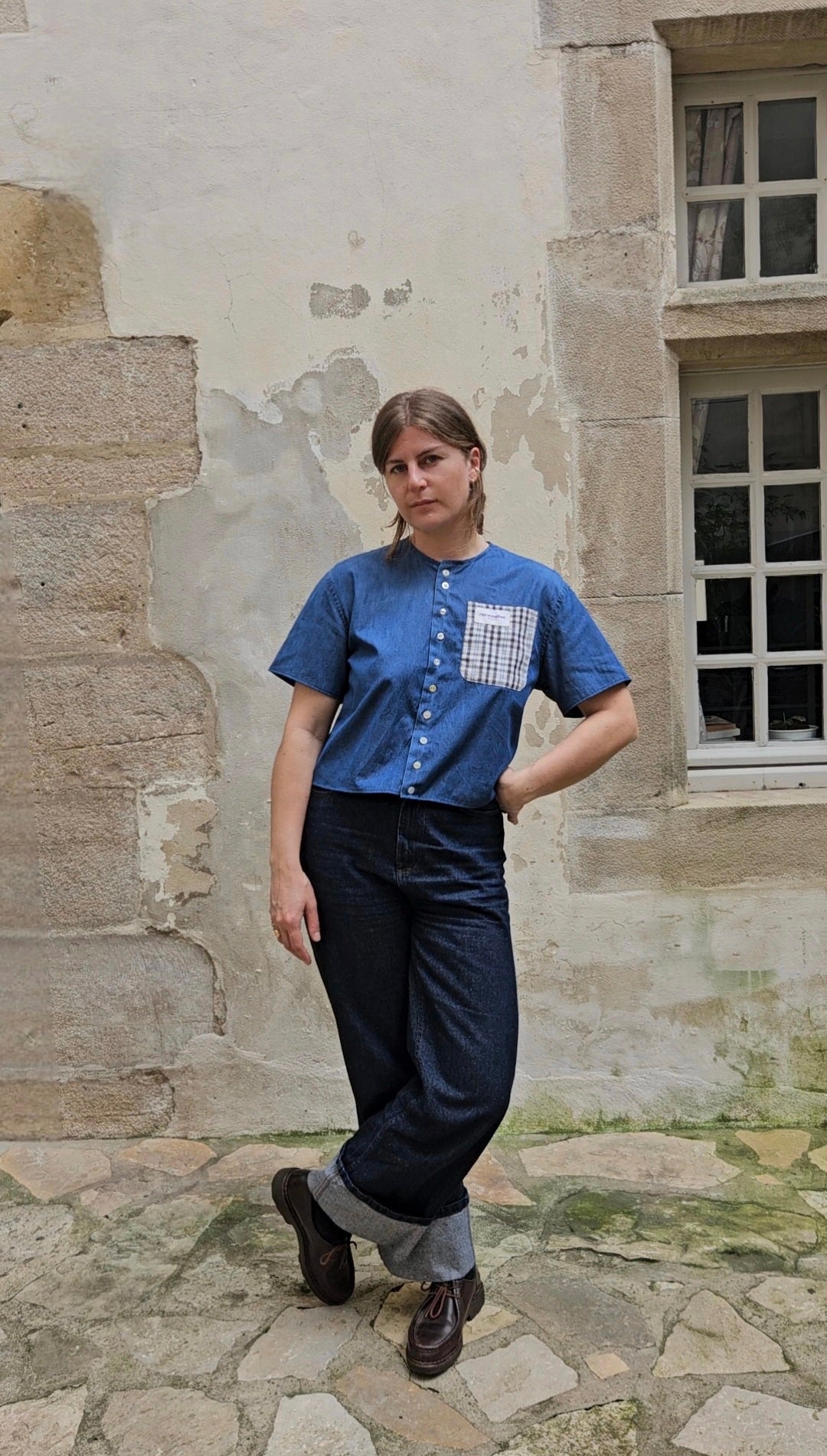 Blouse denim à nouer