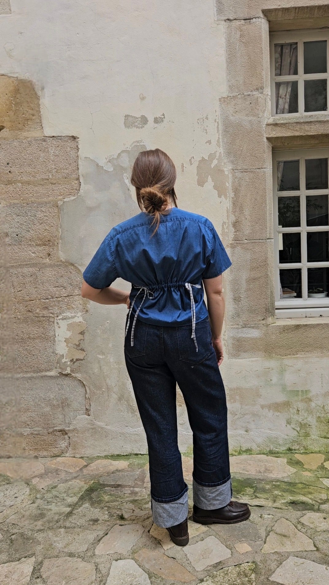 Blouse denim à nouer