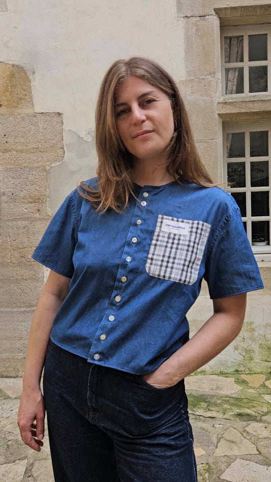 Blouse denim à nouer