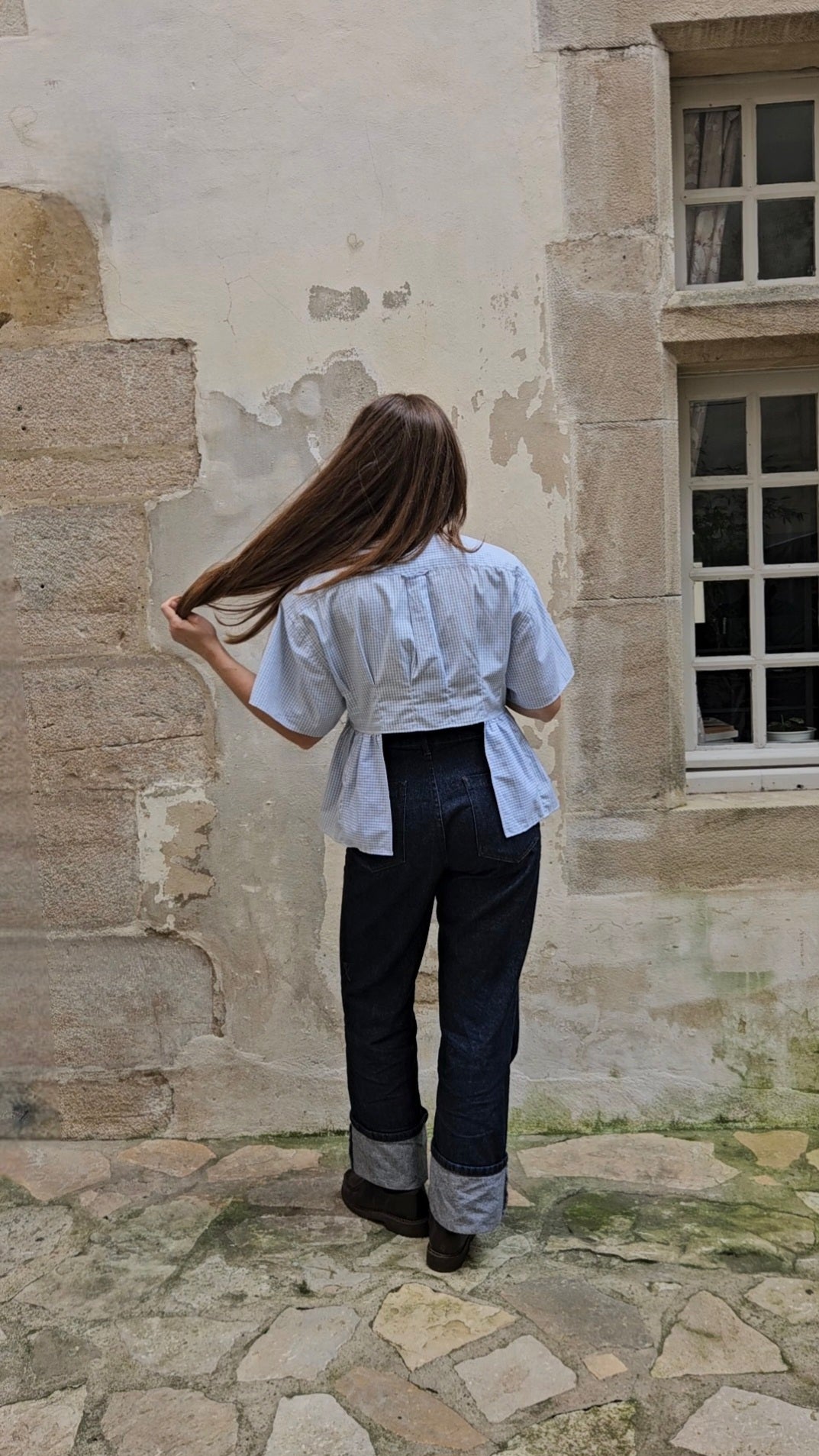 Blouse vichy dos mi-nu