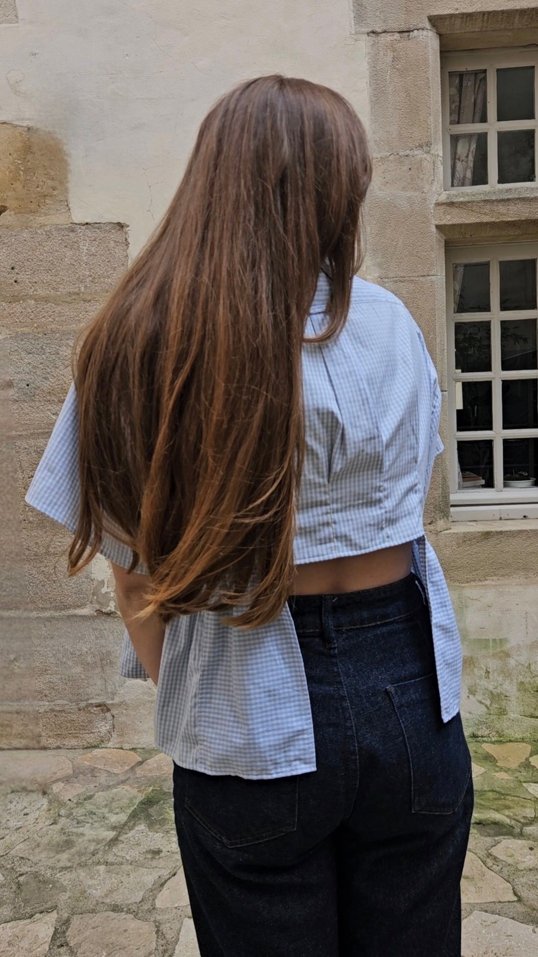 Blouse vichy dos mi-nu