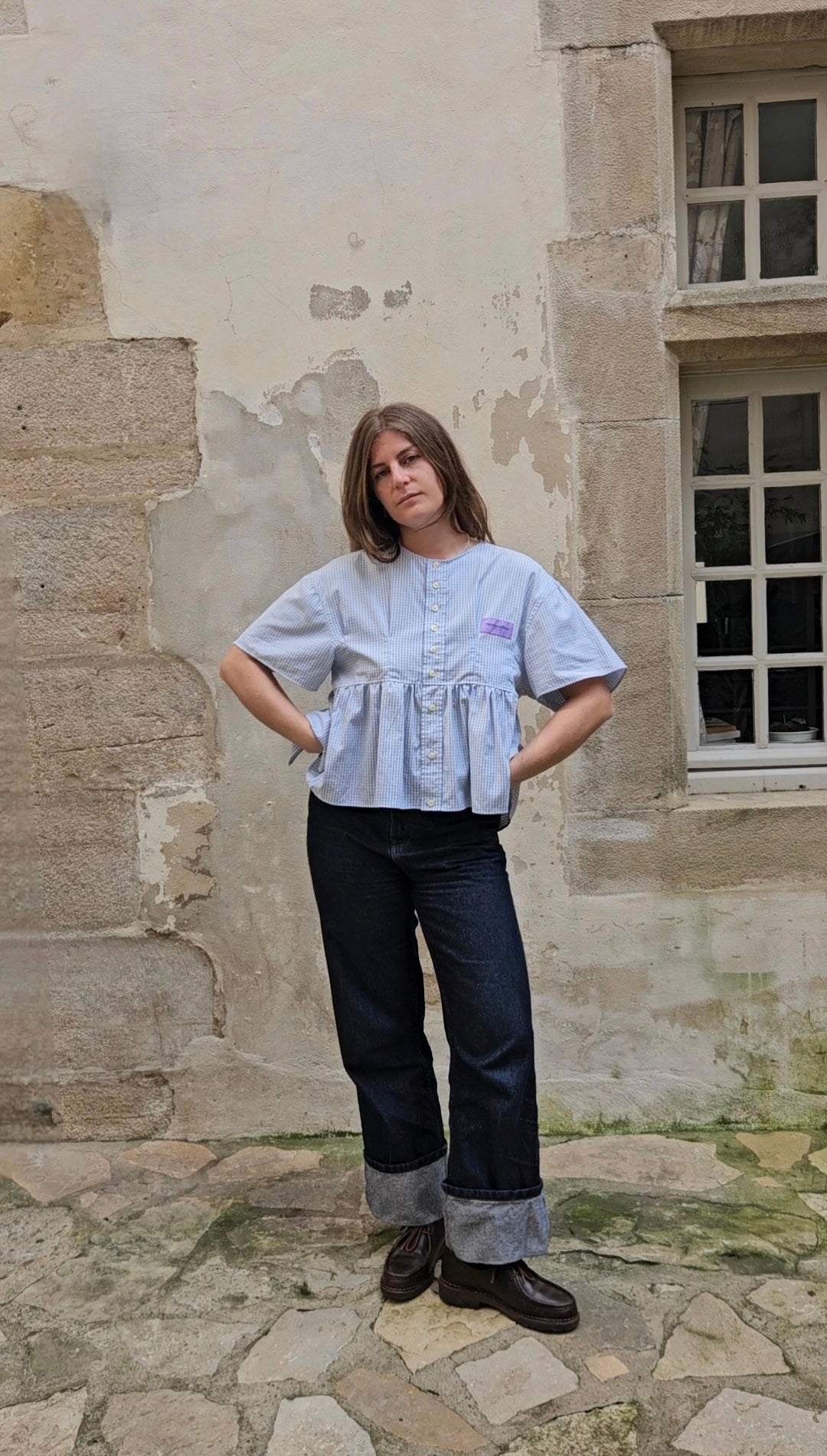 Blouse vichy dos mi-nu