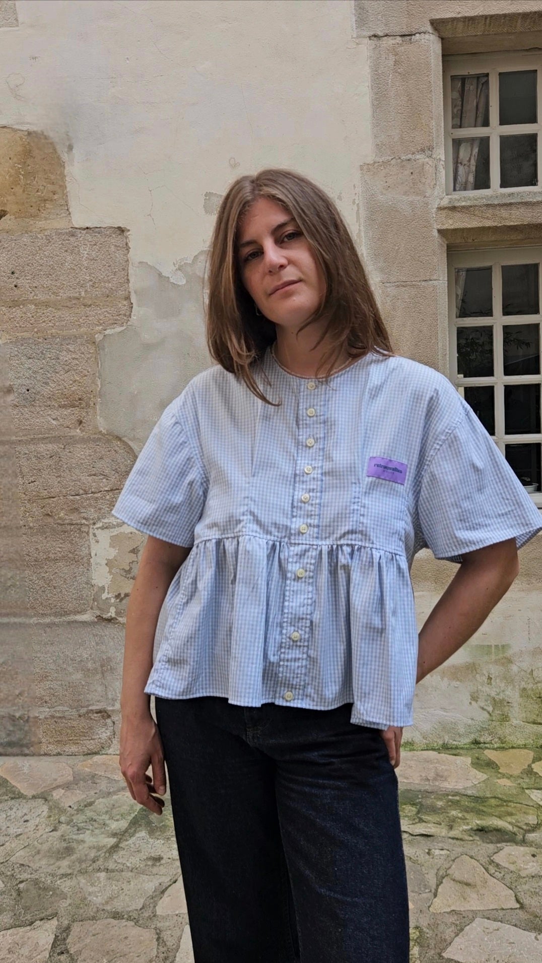 Blouse vichy dos mi-nu