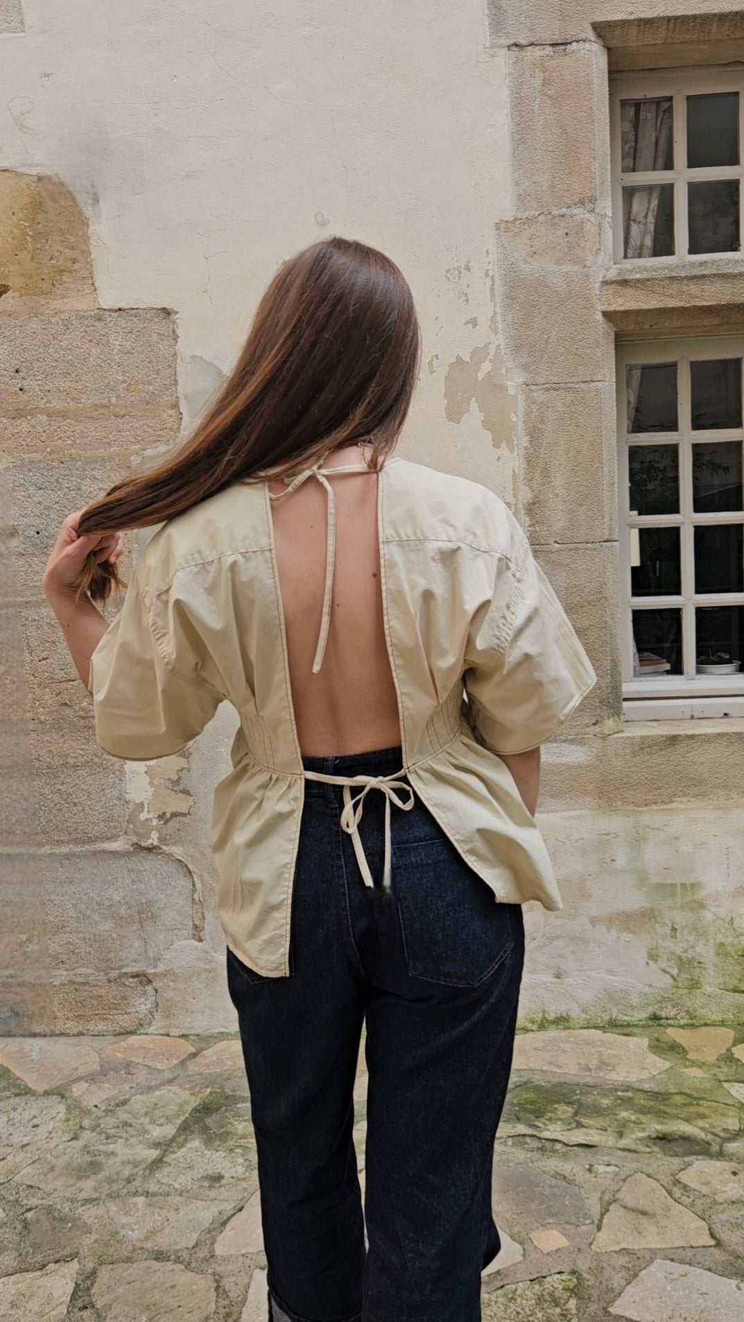 Blouse beige dos nu