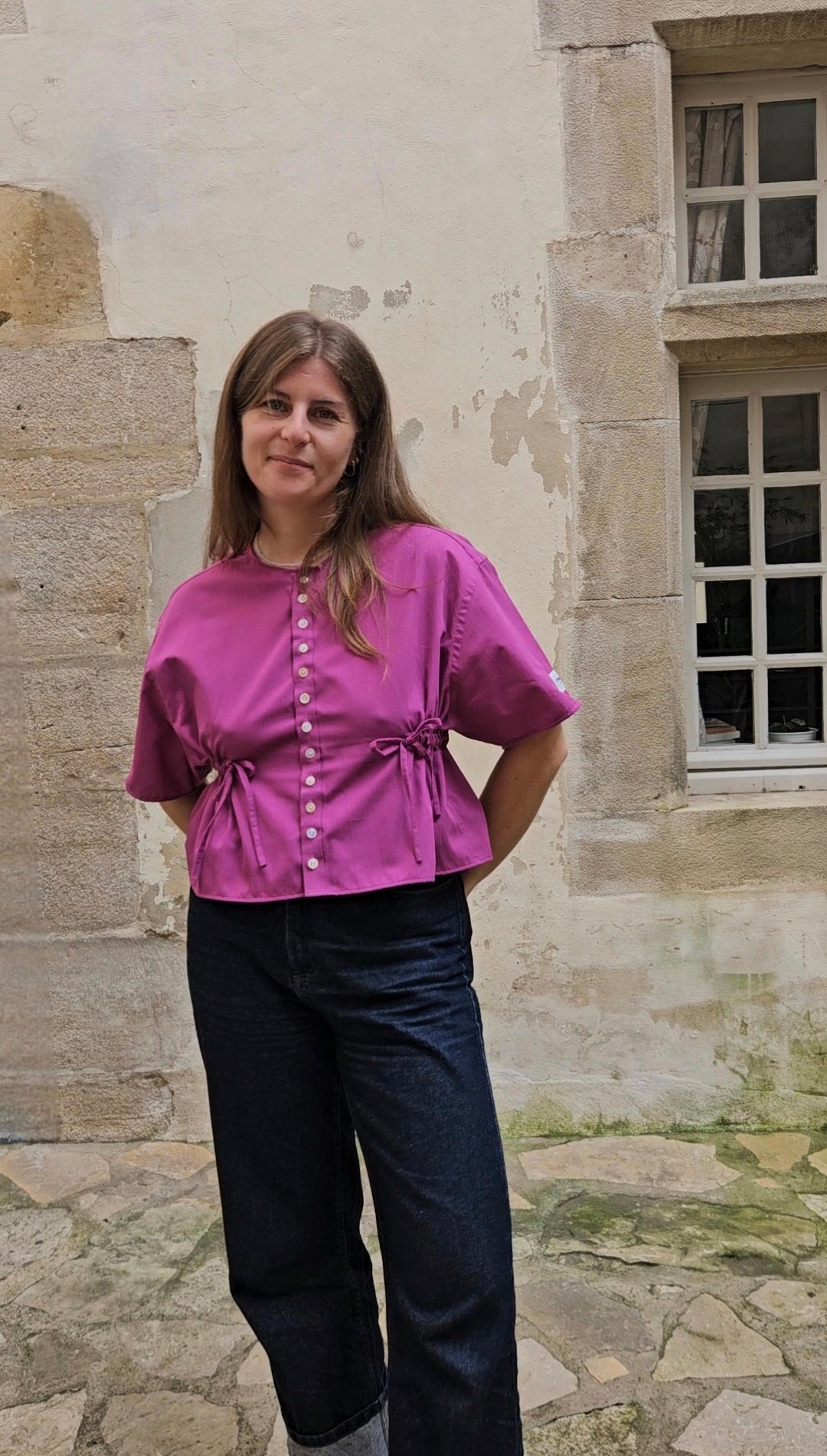 Blouse rose à nouer