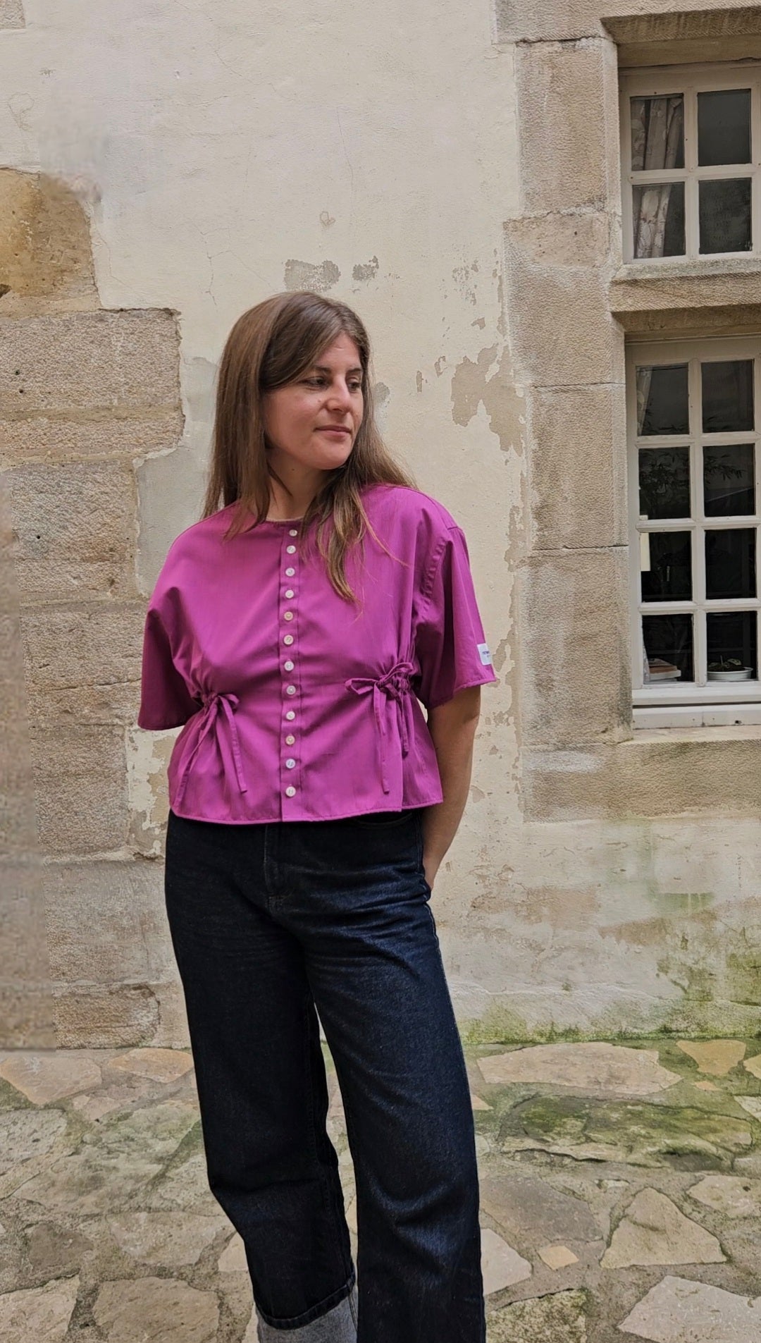 Blouse rose à nouer