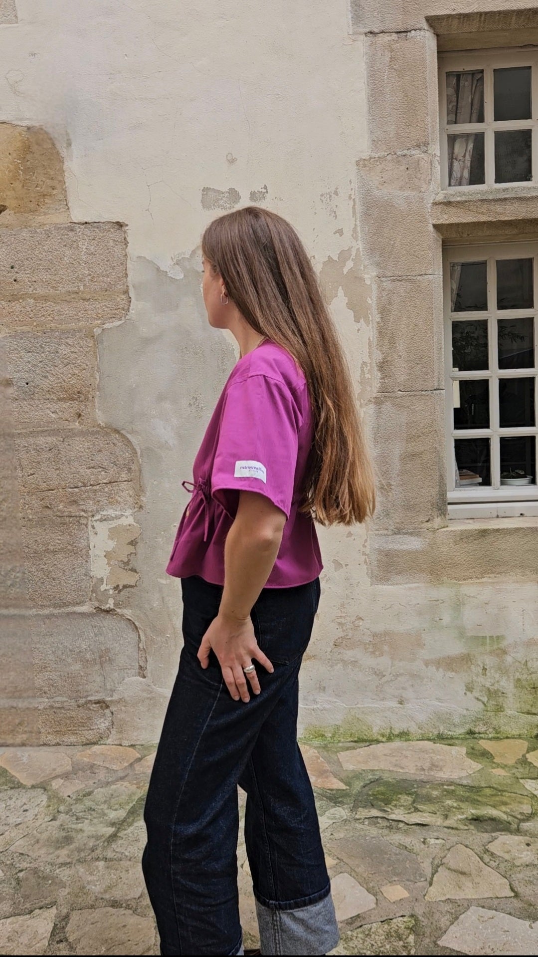 Blouse rose à nouer