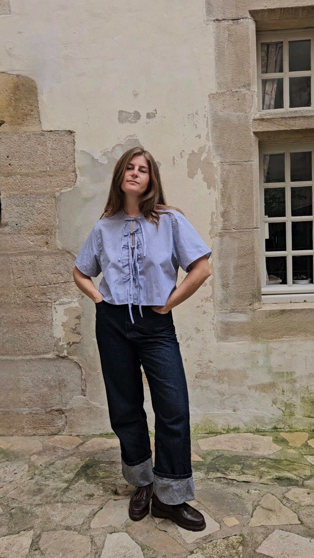 Blouse rayée à nouer