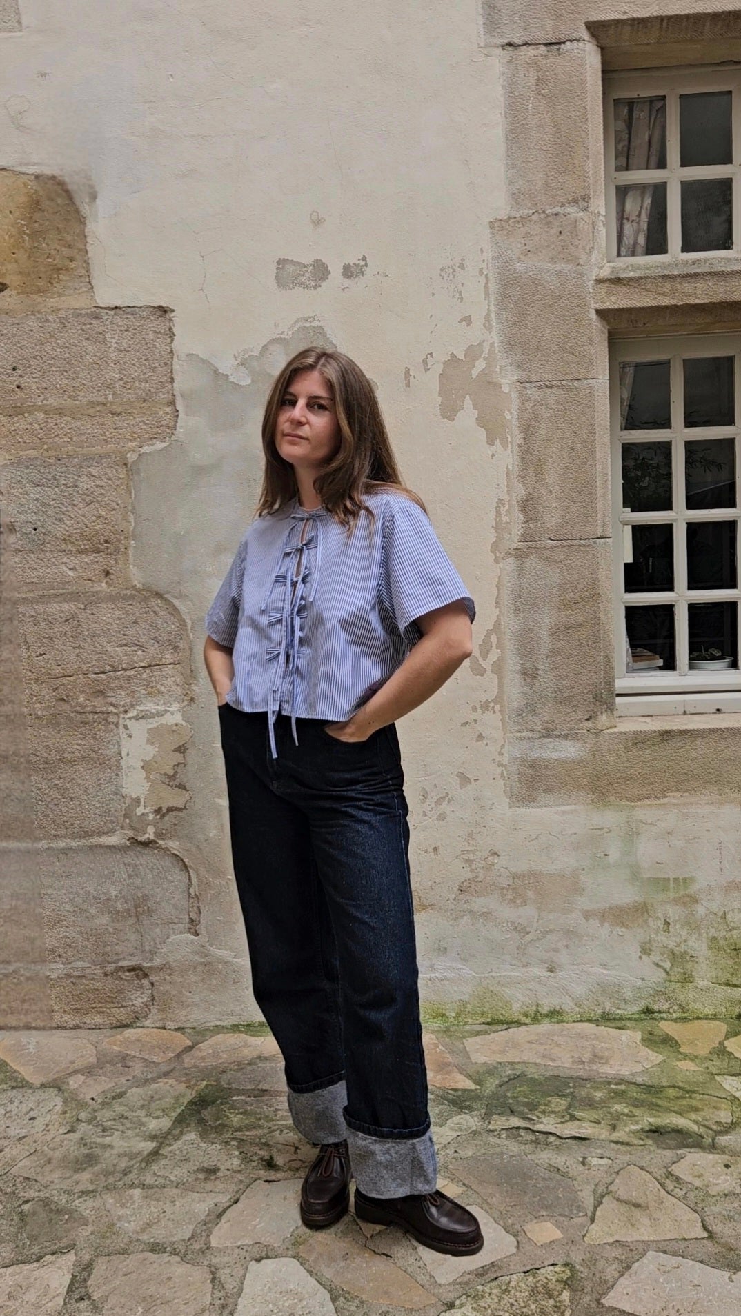 Blouse rayée à nouer