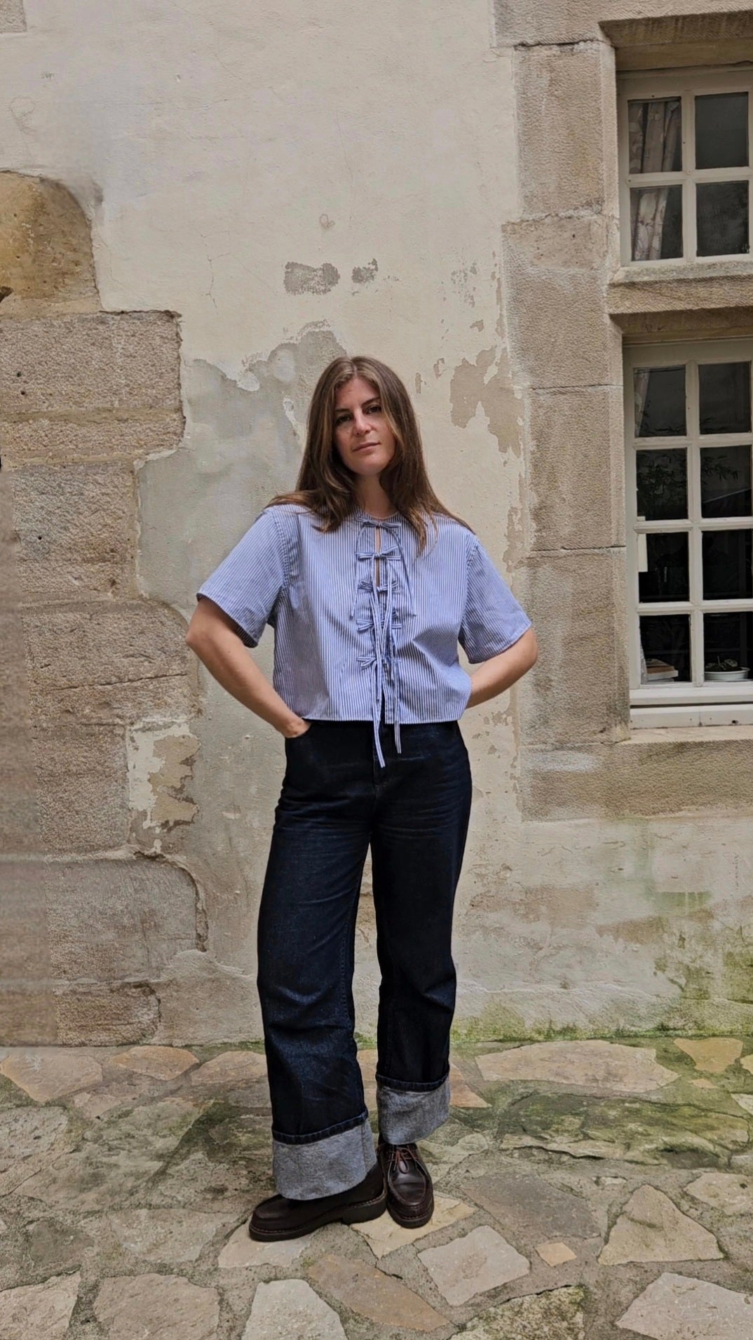 Blouse rayée à nouer
